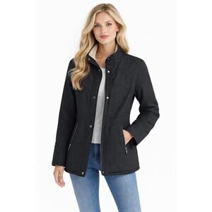 GALLERY Petite Quilted Insulated Jacket Coat Black Womens P Medium (PM) Winter